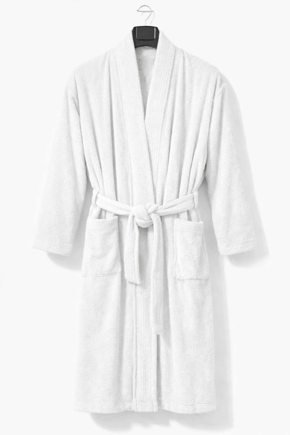 Kimono Yaka Unisex Pamuklu Tek Kişilik Bornoz Beyaz - Mira Home Görsel 3