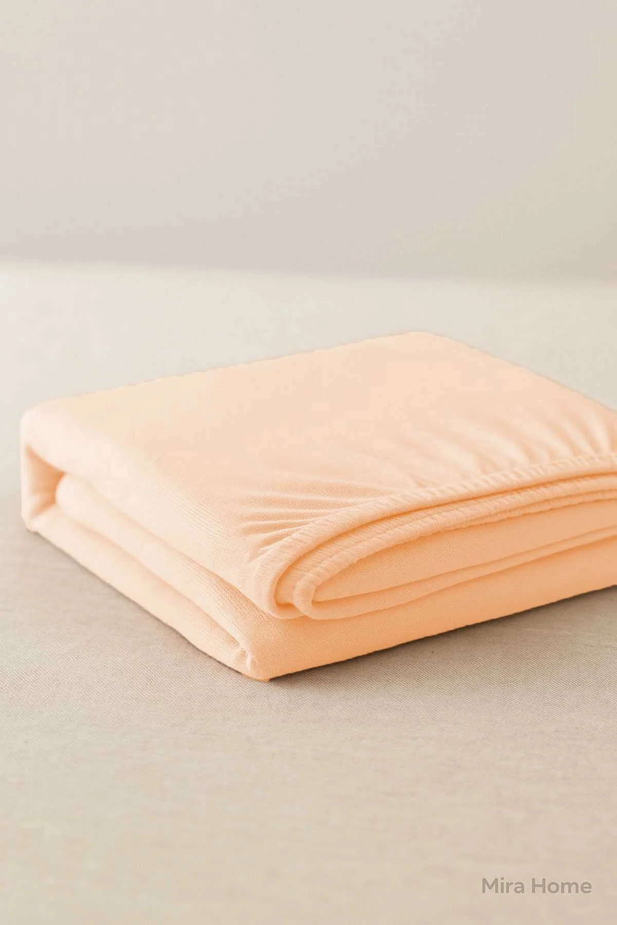 Çift Kişilik Düz Penye %100 Pamuklu Lastikli Çarşaf 180X200 Newsheet Somon - Mira Home Görsel 3
