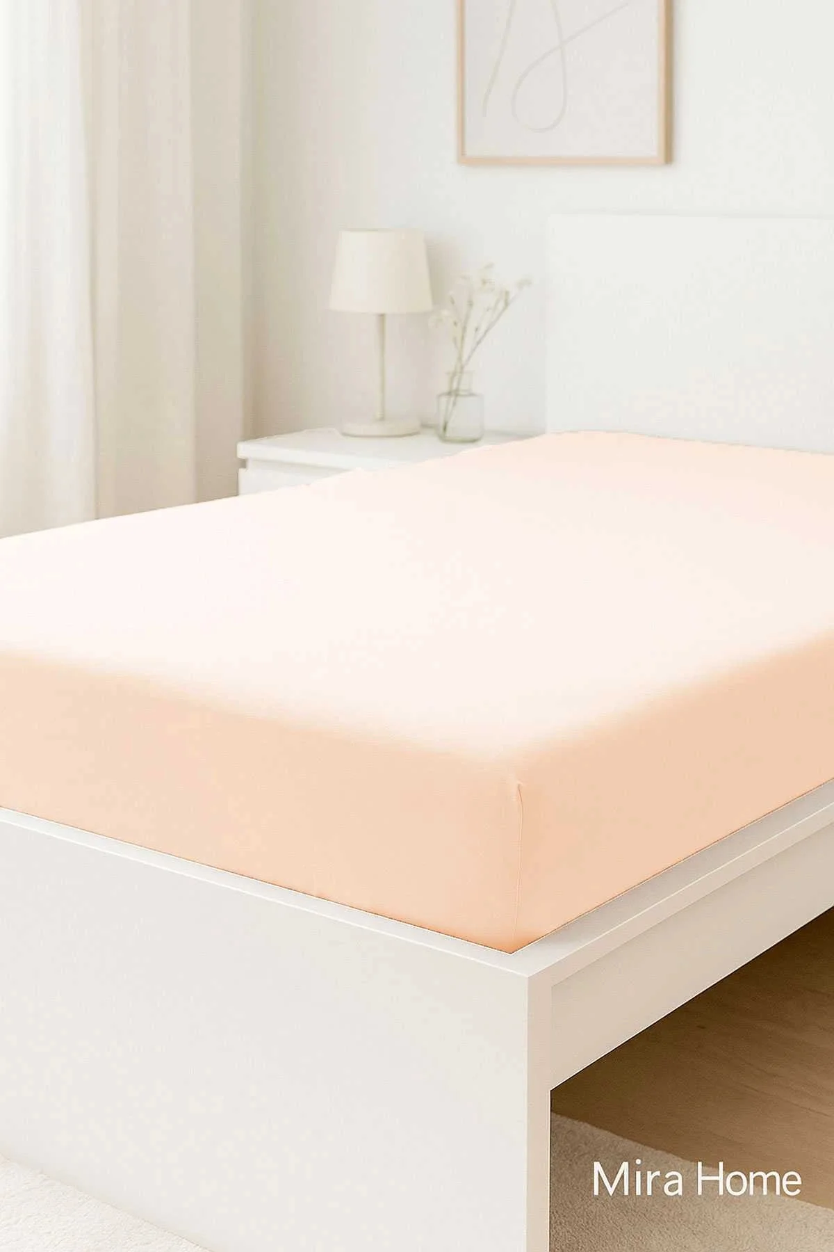 Çift Kişilik Düz Penye %100 Pamuklu Lastikli Çarşaf 180X200 Newsheet Somon