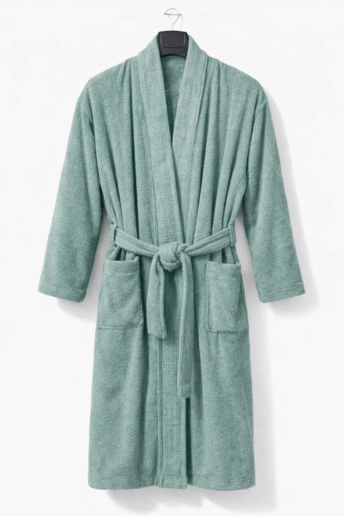 Kimono Yaka Unisex Pamuklu Tek Kişilik Bornoz Yeşil - Mira Home Görsel 3