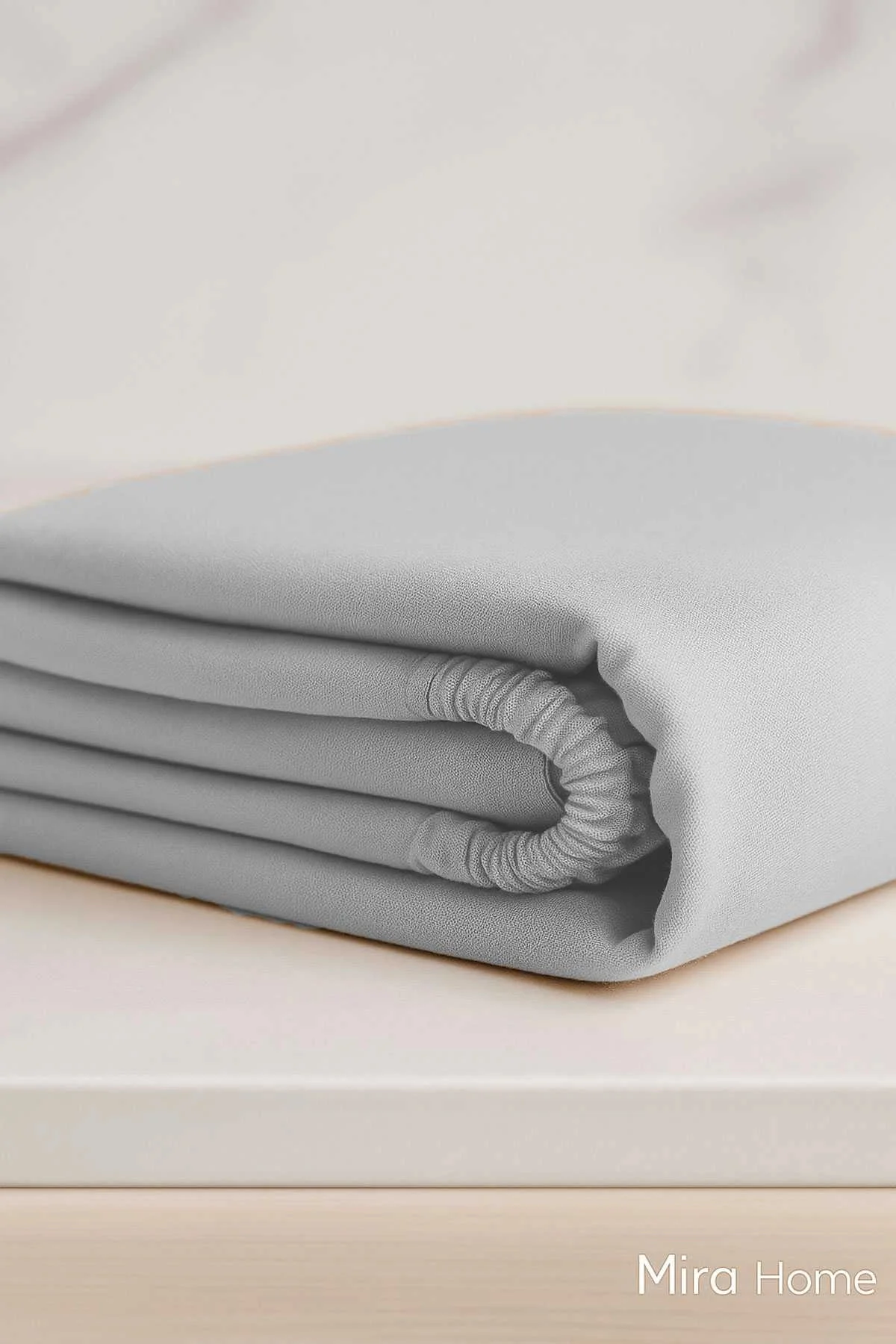 Çift Kişilik Düz Penye %100 Pamuklu Lastikli Çarşaf 160X200 Newsheet Gri - Mira Home Görsel 3