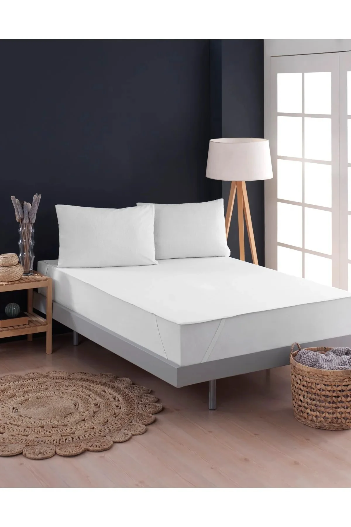 200x200 Çift Kişilik Alez 4 Köşe Lastikli Pamuklu Yatak Koruyucu - Mira Home Görsel 5