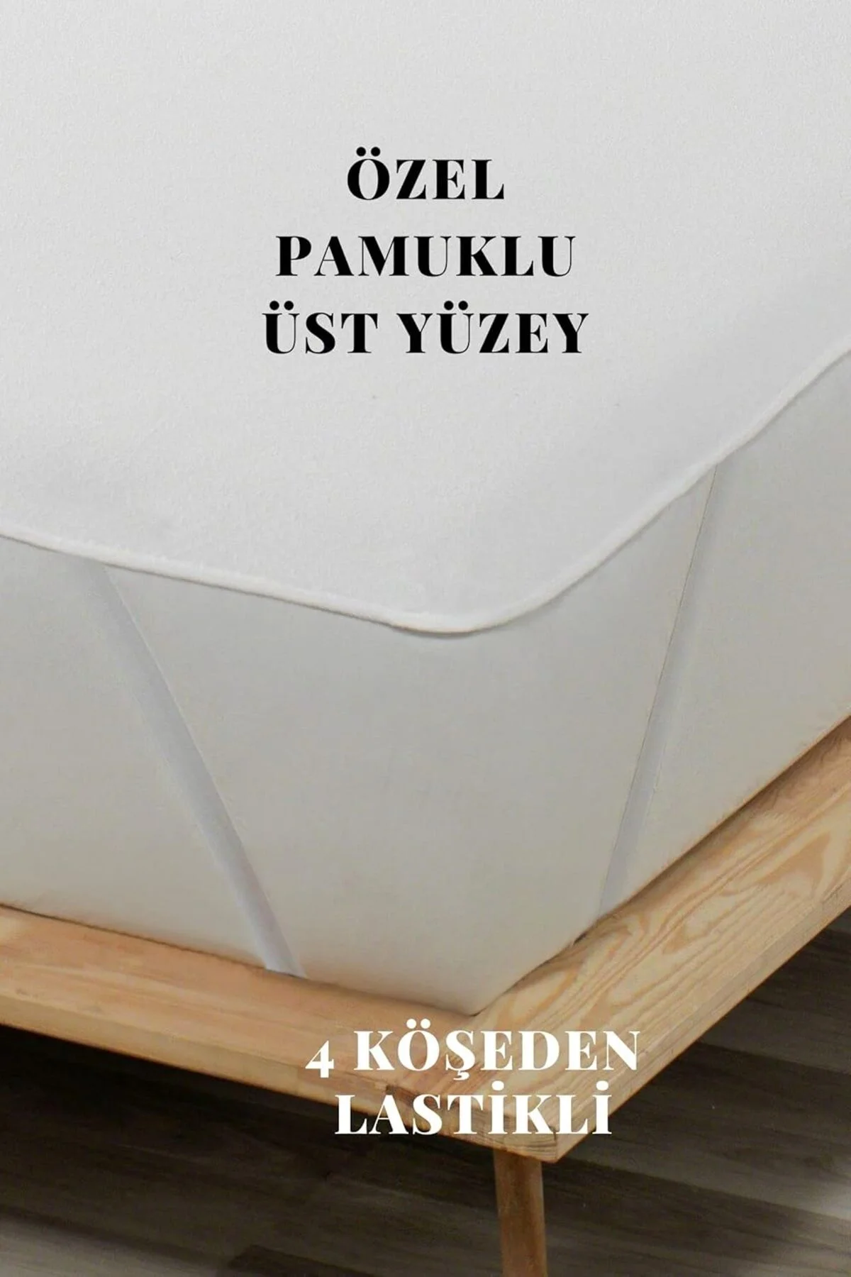 200x200 Çift Kişilik Alez 4 Köşe Lastikli Pamuklu Yatak Koruyucu - Mira Home Görsel 3