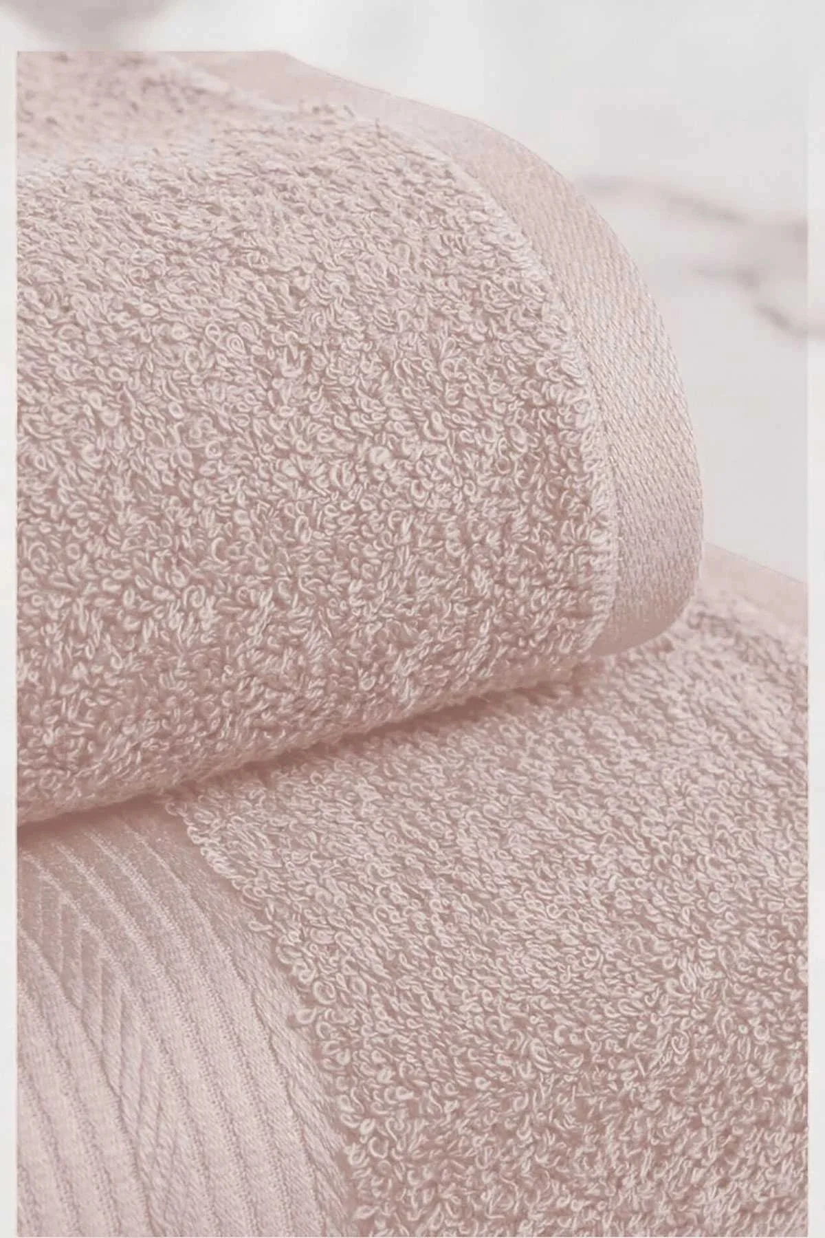 2 Parça Battal Lüks Premium Banyo Spa Havlu Takımı 90x170 Cm Pudra - Mira Home Görsel 2