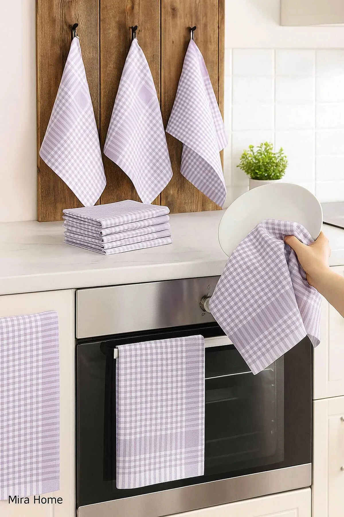 10 lu Lüks Bulaşık Kurulama Bezi ve Mutfak Peçetesi 50x70 Cm Daily Lila - Mira Home Görsel 2