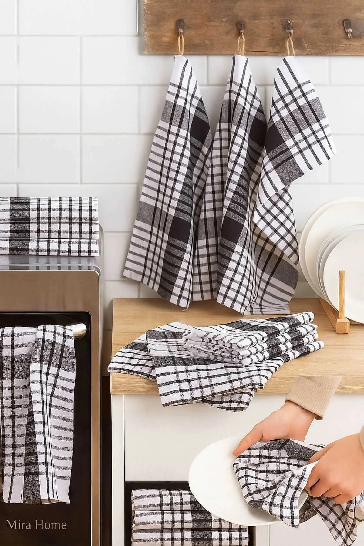 10 lu Lüks Bulaşık Kurulama Bezi ve Mutfak Peçetesi 50x70 Cm Daily Siyah - Mira Home Görsel 2