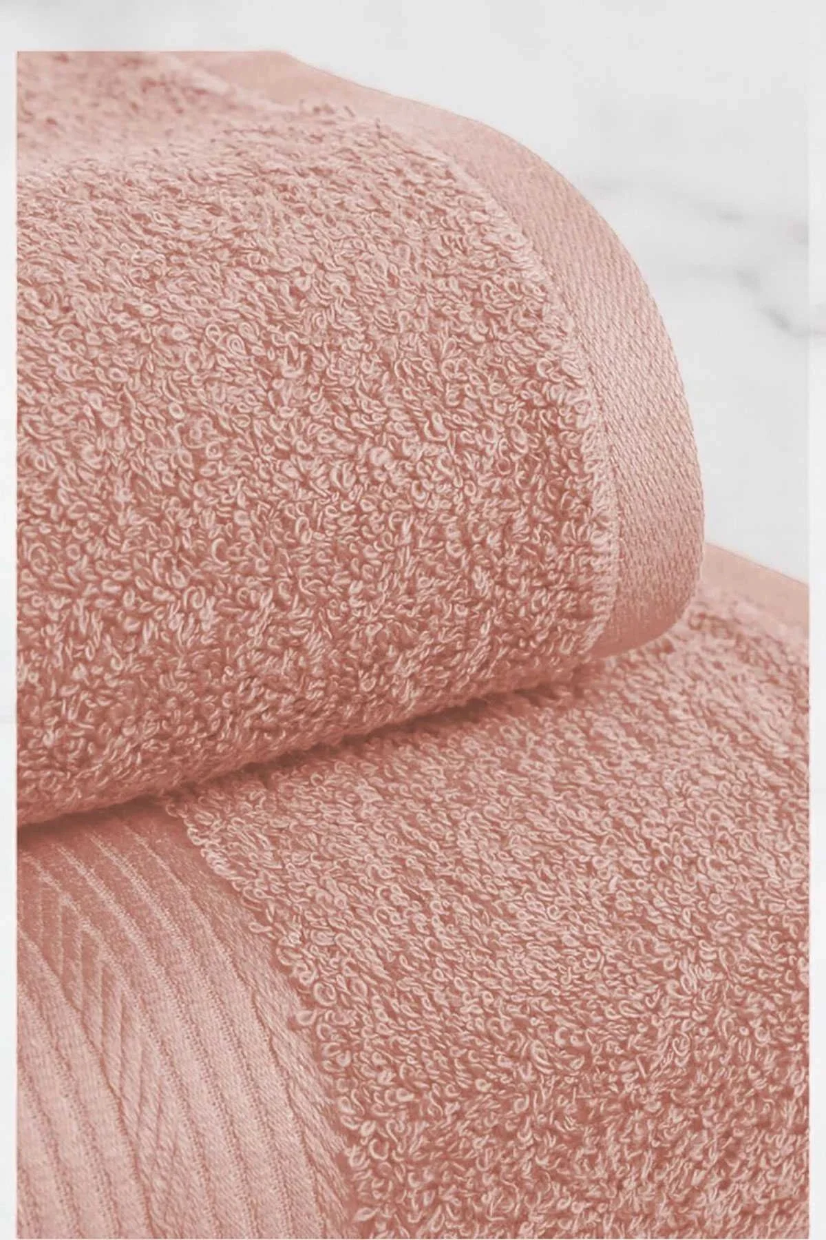 2 Parça Battal Lüks Premium Banyo Spa Havlu Takımı 90x170 Cm Somon - Mira Home Görsel 2