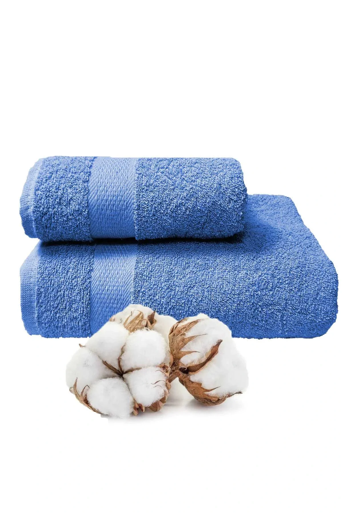 2 li Banyo Havlu Takımı %100 Pamuklu Dry Mavi - Mira Home Görsel 2