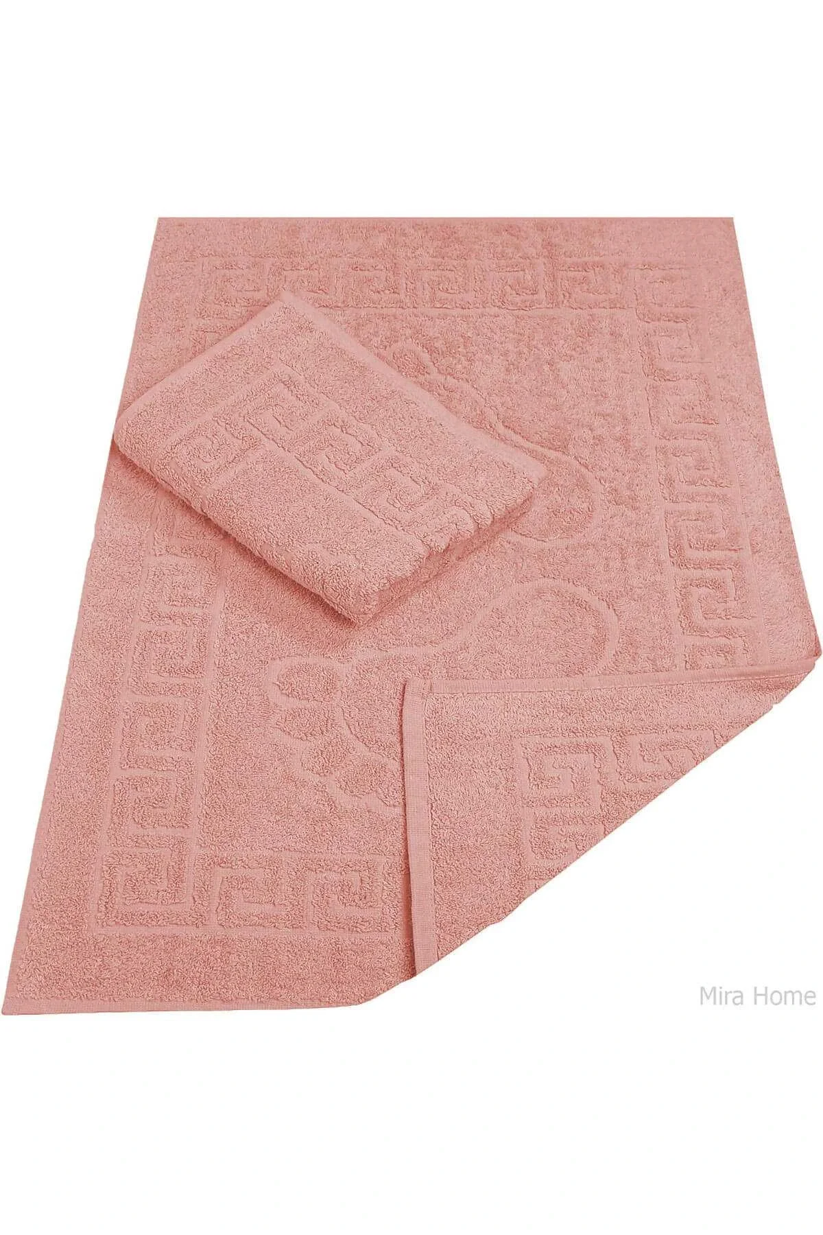 2 Li Banyo Ayak Havlusu %100 Pamuk 50X70 Cm Menesch Somon
