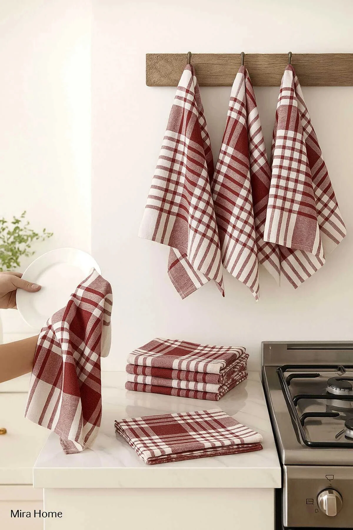 10 lu Lüks Bulaşık Kurulama Bezi ve Mutfak Peçetesi 50x70 Cm Daily Bordo