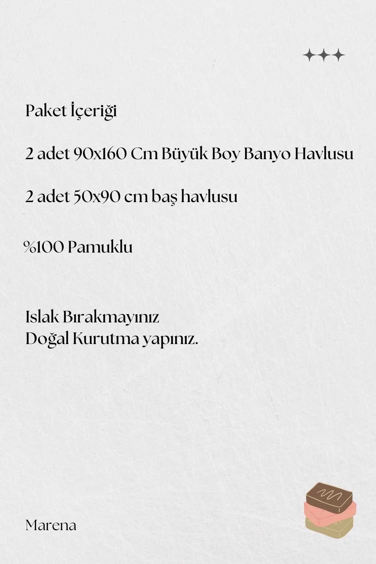 4 Parça Büyük Boy Banyo Havlu Takımı %100 Pamuklu Marena Bej Krem - Mira Home Görsel 2