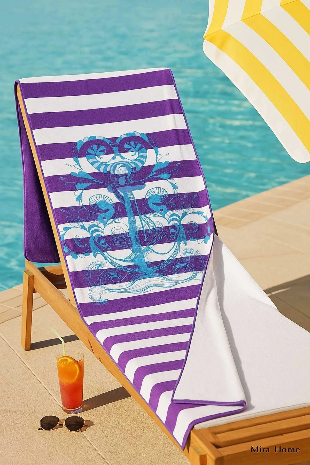 SeaDream Tropikal Desenli Plaj Havlusu 70X140 Cm Çapa - Mira Home Görsel 2