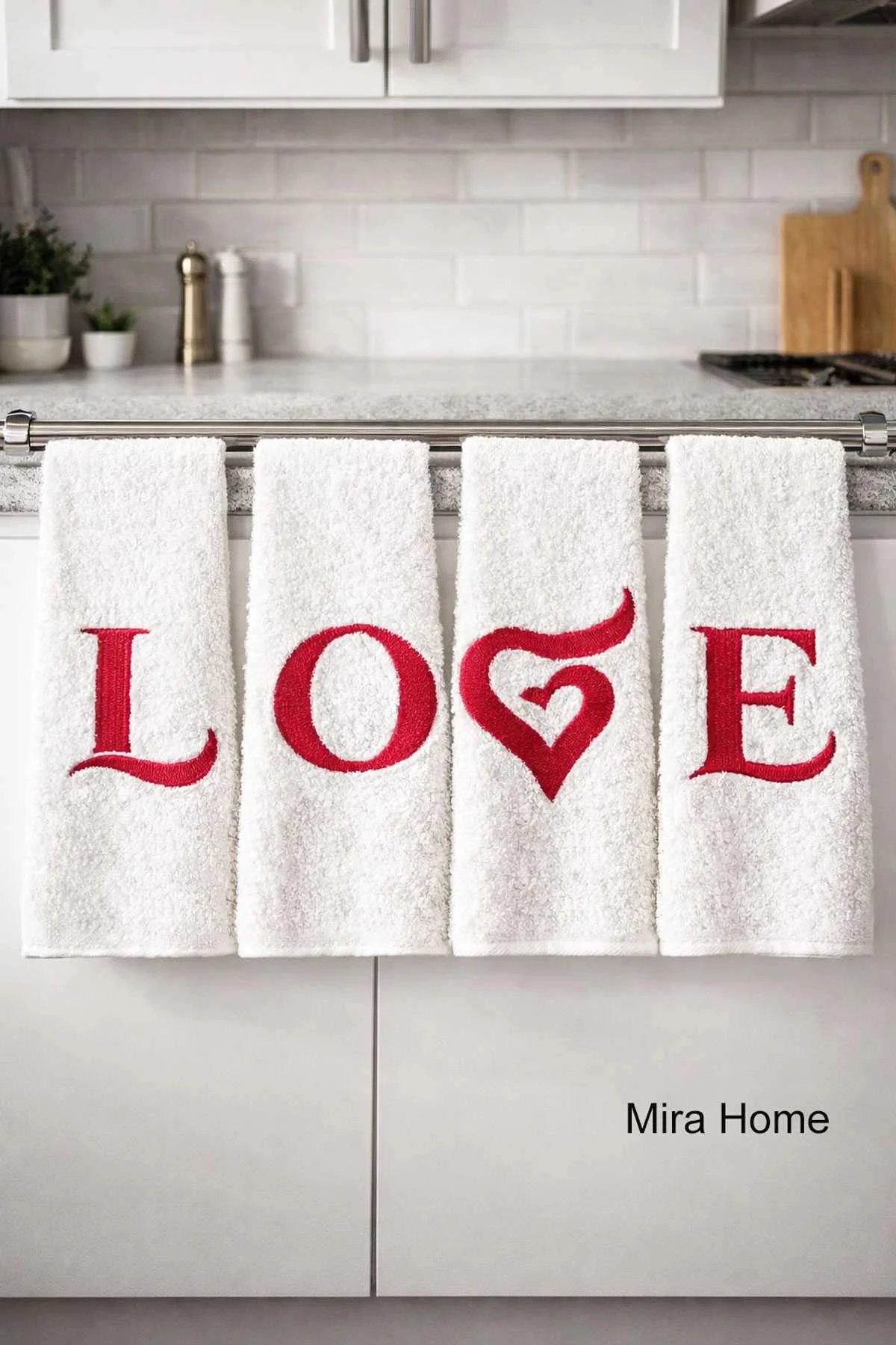 Love Nakışlı 4lü Mutfak Havlusu Seti 30x50 cm - Mira Home Görsel 3
