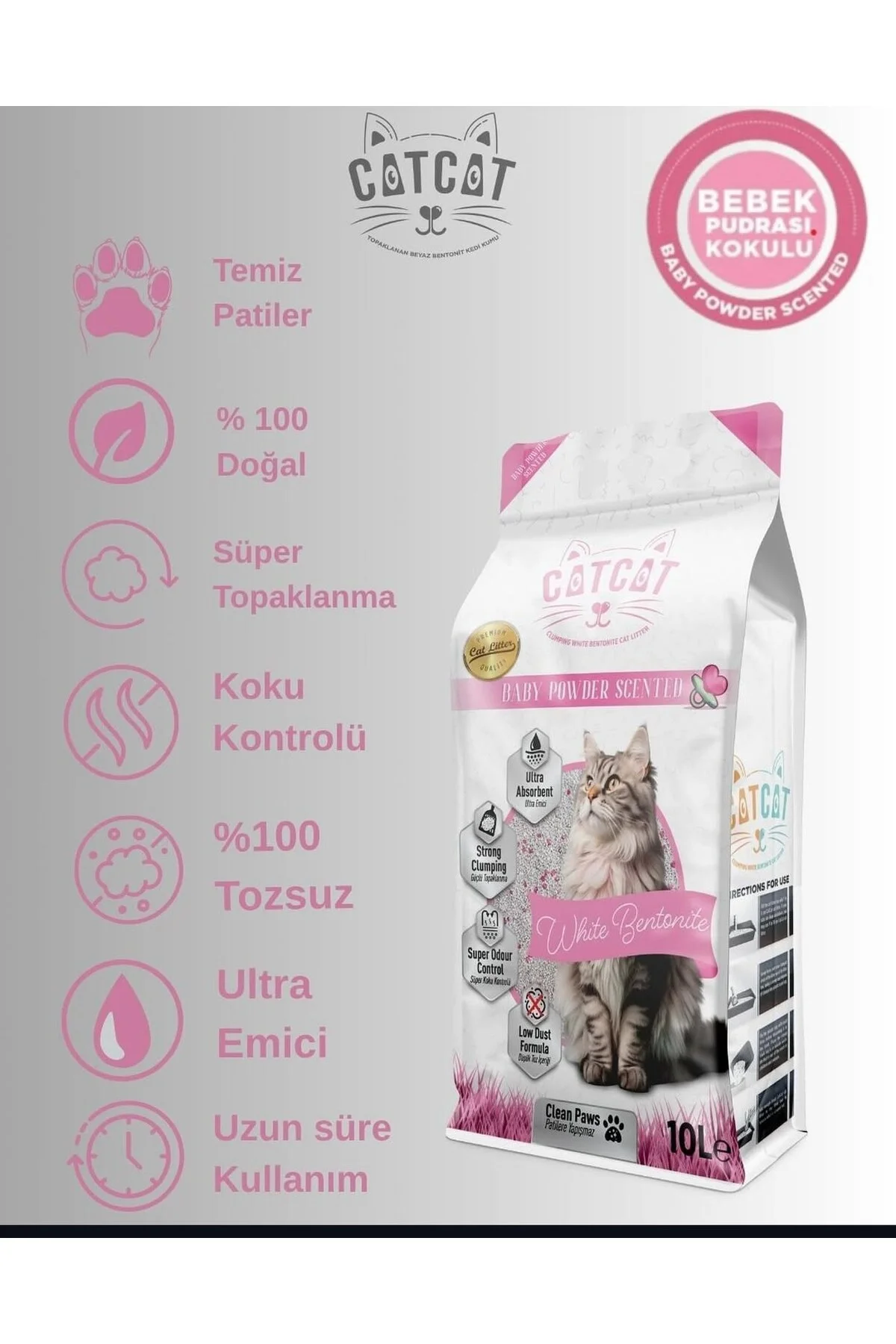 Pudra Kokulu Kedi Kumu 10 Lt - catcat Görsel 2