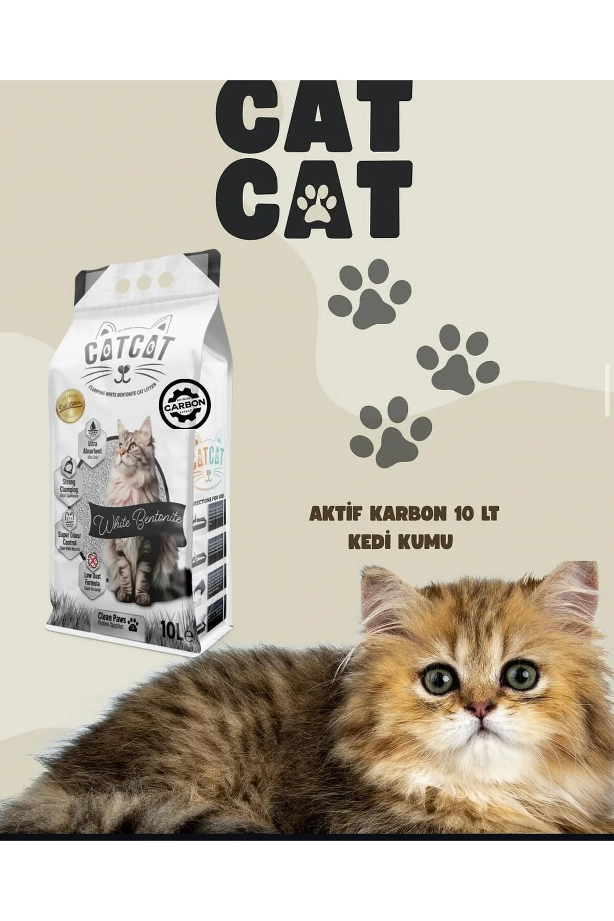 Aktif Karbon Kokulu Kedi Kumu 10 Lt - catcat Görsel 2