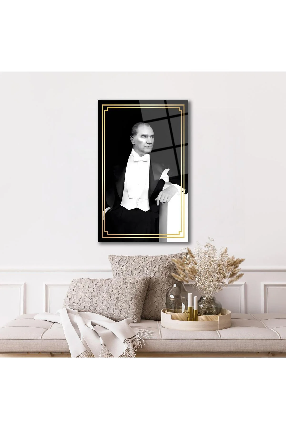 Atatürk Portre Cam Tablo Modern Ev Ofis Salon Hediyelik Büyük Tablo Duvar Dekoru - BYCAGRİ Görsel 3