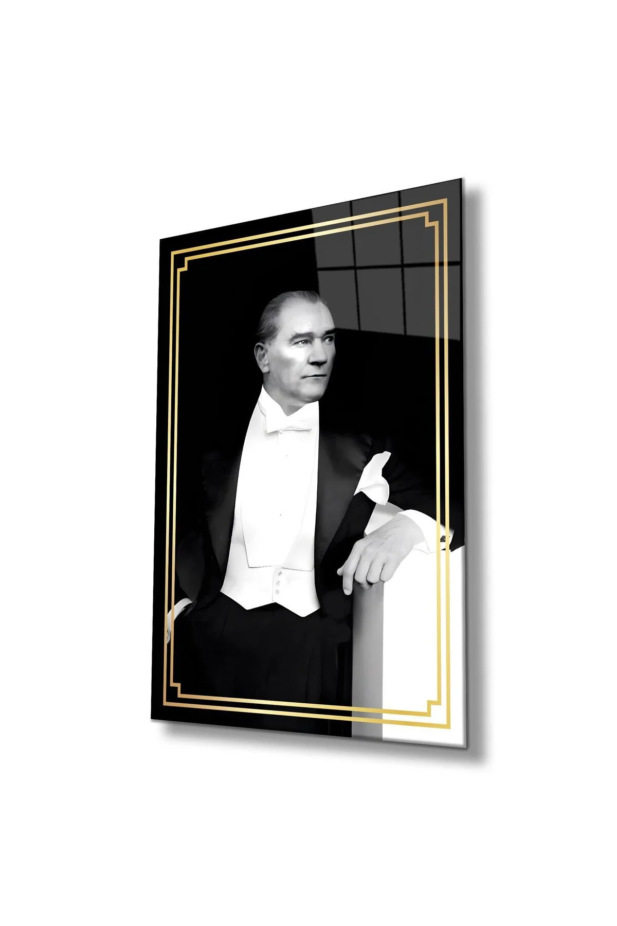 Atatürk Portre Cam Tablo Modern Ev Ofis Salon Hediyelik Büyük Tablo Duvar Dekoru
