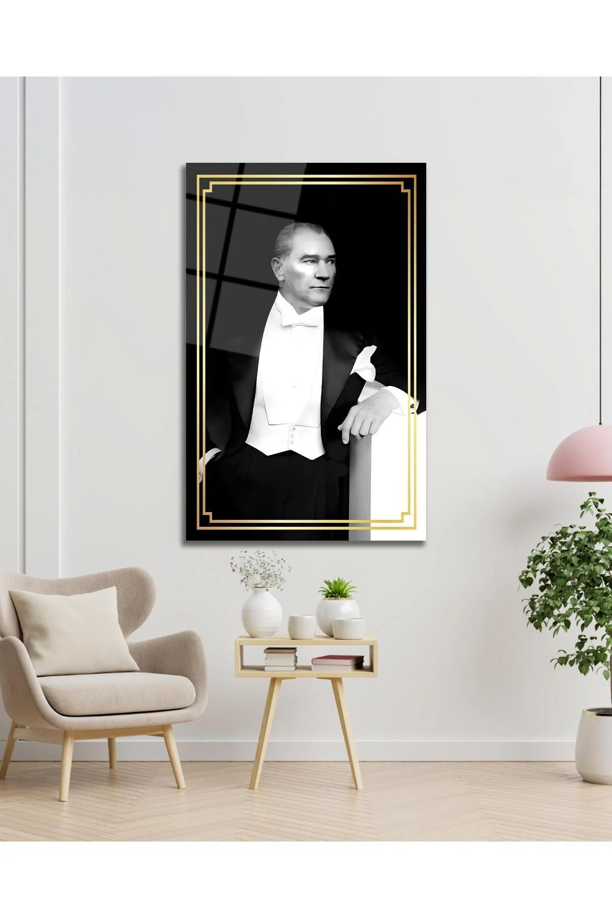 Atatürk Portre Cam Tablo Modern Ev Ofis Salon Hediyelik Büyük Tablo Duvar Dekoru - BYCAGRİ Görsel 2