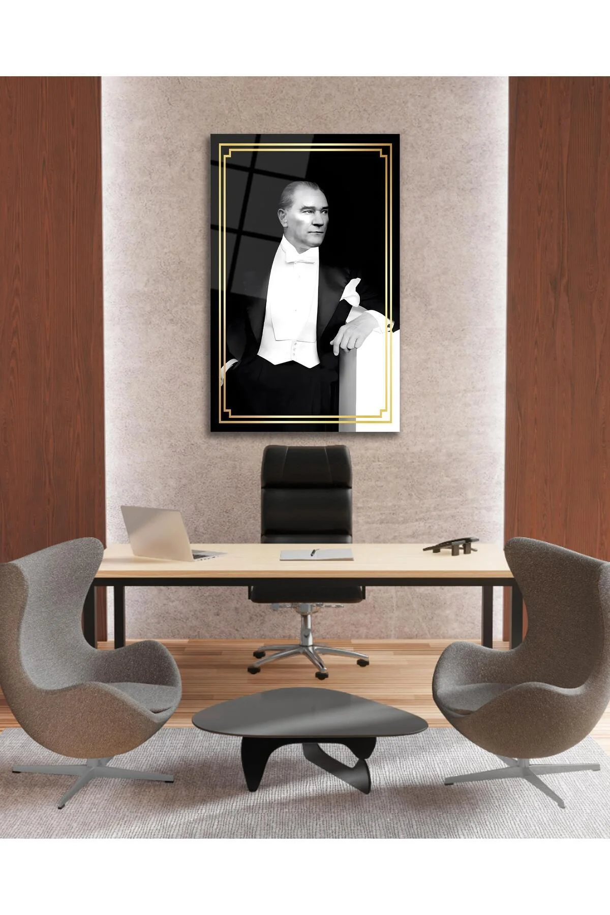 Atatürk Portre Cam Tablo Modern Ev Ofis Salon Hediyelik Büyük Tablo Duvar Dekoru - BYCAGRİ Görsel 5