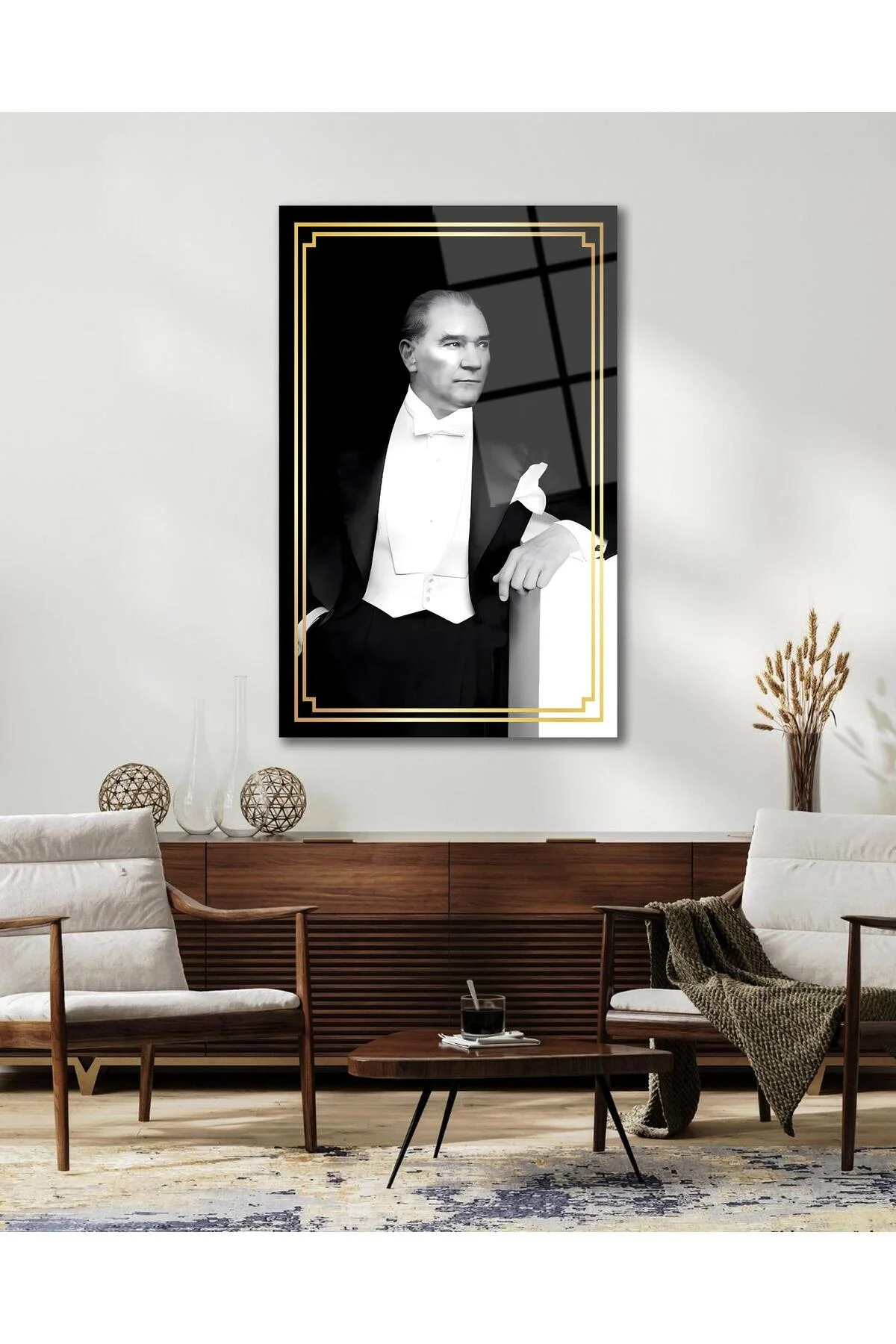 Atatürk Portre Cam Tablo Modern Ev Ofis Salon Hediyelik Büyük Tablo Duvar Dekoru - BYCAGRİ Görsel 4