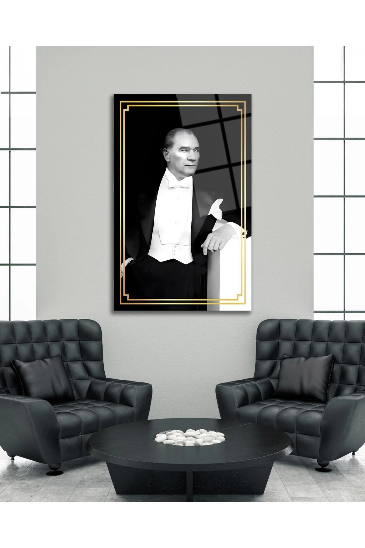 Atatürk Portre Cam Tablo Modern Ev Ofis Salon Hediyelik Büyük Tablo Duvar Dekoru - BYCAGRİ Görsel 6