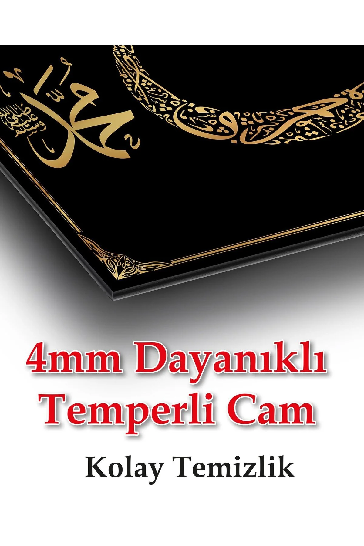 Vav , Allah ve Hz. Muhammed Cam Tablo Dini İslami Modern Ev Ofis Salon Hediyelik Tablo - BYCAGRİ Görsel 5