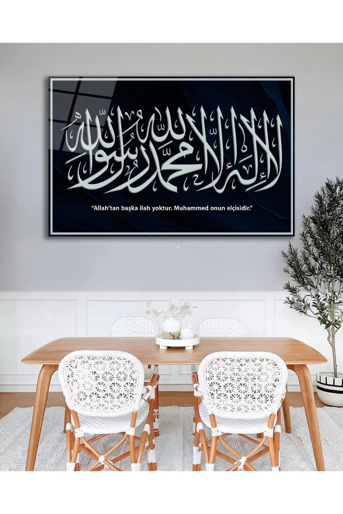 Kemile-i Tevhid Siyah Cam Tablo , Ev Ofis Salon Hediyelik Duvar Dekoru - BYCAGRİ Görsel 3