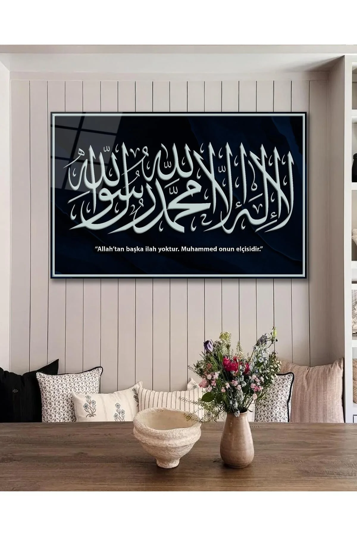 Kemile-i Tevhid Siyah Cam Tablo , Ev Ofis Salon Hediyelik Duvar Dekoru - BYCAGRİ Görsel 4