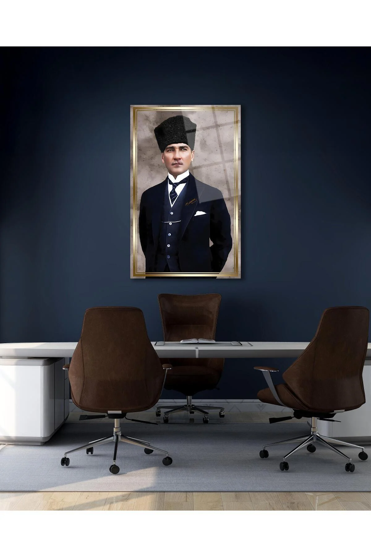 Atatürk Portre Cam Tablo Modern Ev Ofis Salon Hediyelik Büyük Tablo Duvar Dekoru - BYCAGRİ Görsel 6