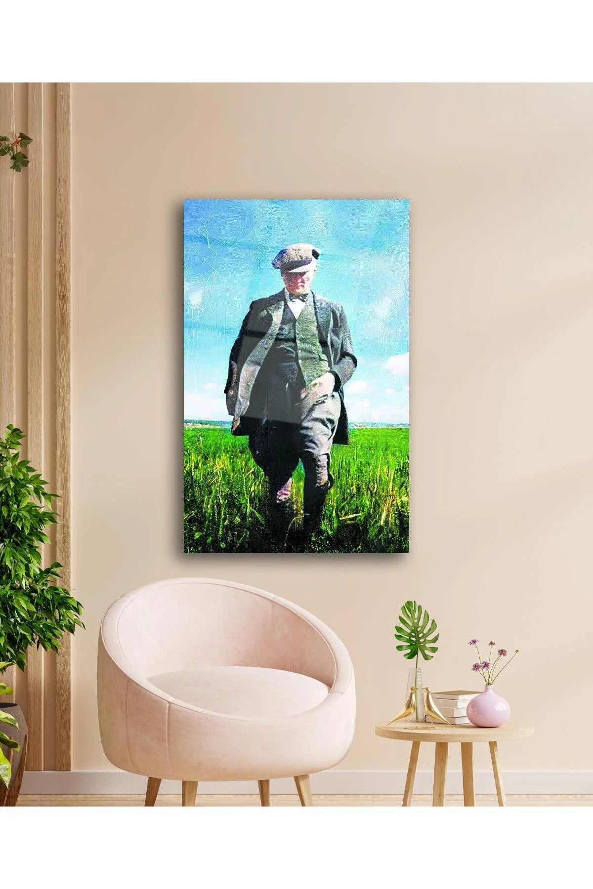 Atatürk Portre Cam Tablo Modern Ev Ofis Salon Hediyelik Büyük Tablo Duvar Dekoru - BYCAGRİ Görsel 2