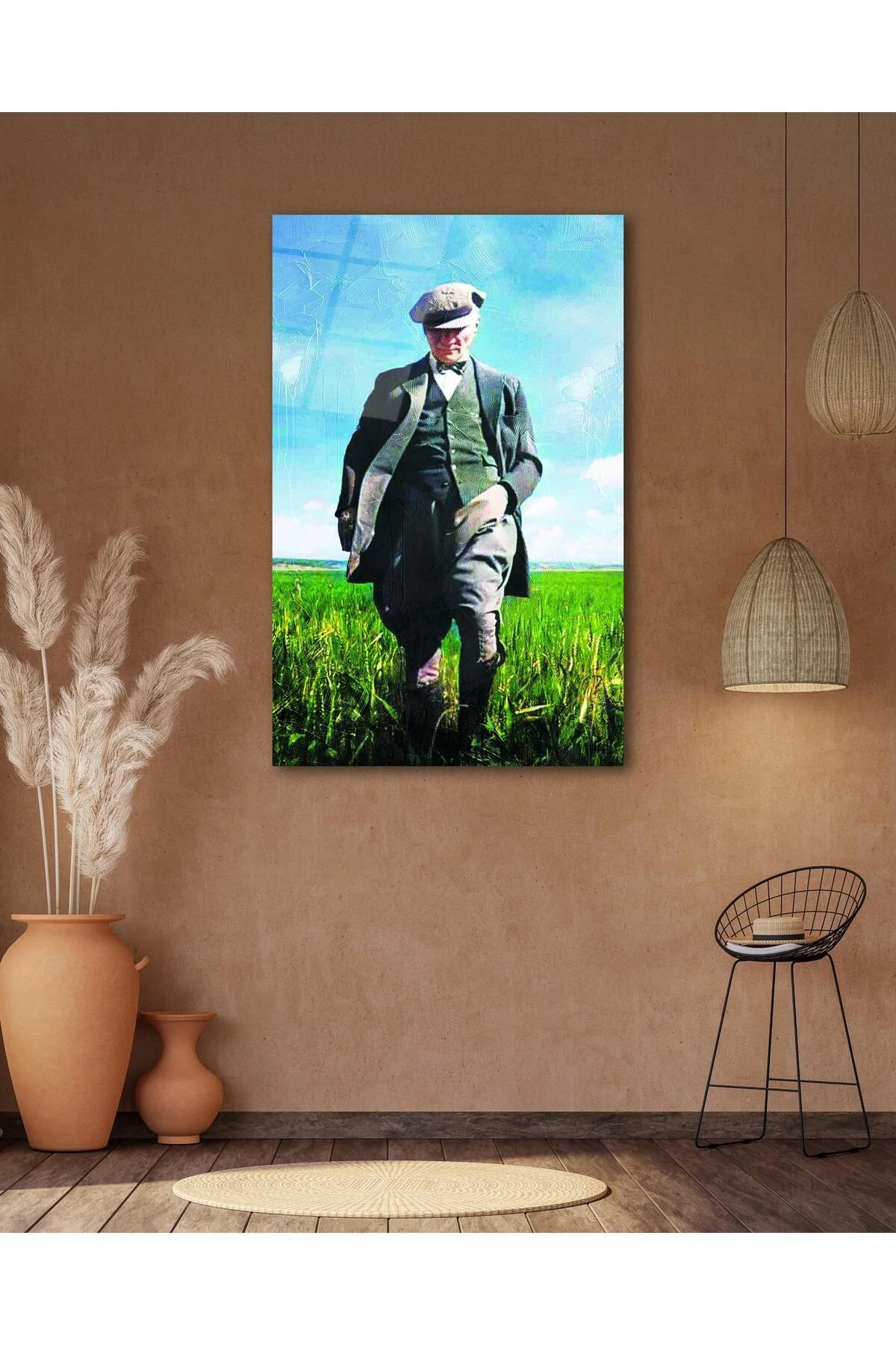 Atatürk Portre Cam Tablo Modern Ev Ofis Salon Hediyelik Büyük Tablo Duvar Dekoru - BYCAGRİ Görsel 6