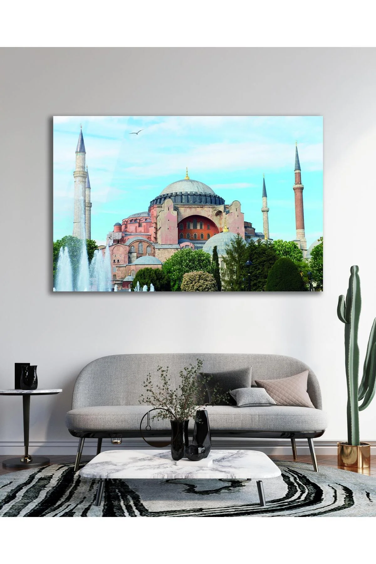 Ayasofya Camii Cam Tablo İslami Dini Modern Ev Ofis Salon Hediyelik Büyük Tablo Duvar Dekoru - BYCAGRİ Görsel 4