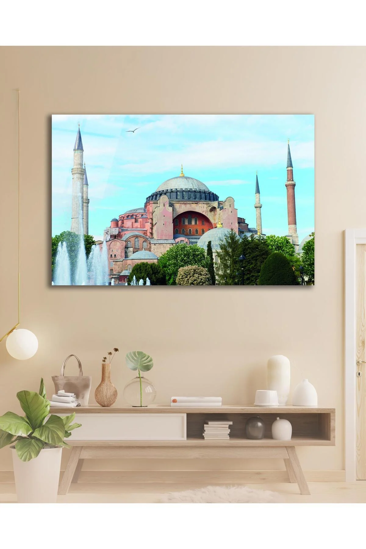 Ayasofya Camii Cam Tablo İslami Dini Modern Ev Ofis Salon Hediyelik Büyük Tablo Duvar Dekoru