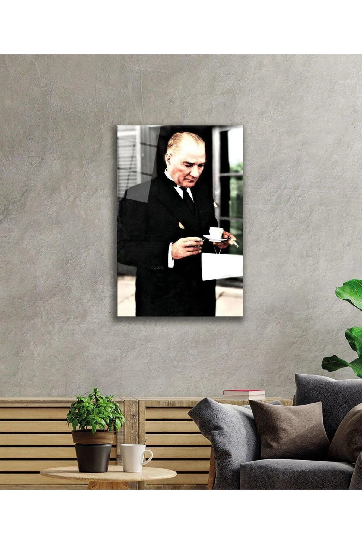 Atatürk Cam Tablo 4mm Dayanıklı Temperli Cam, Atatürk Glass Wall Art - BYCAGRİ Görsel 2
