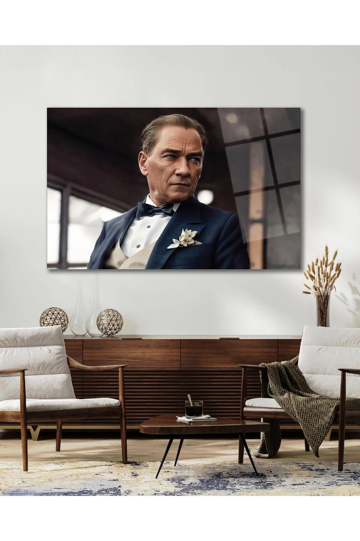 Atatürk Cam Tablo Yapay Zeka Modern Ev Ofis Salon Kurum Hediyelik Tablo - dekorcumshop Görsel 7