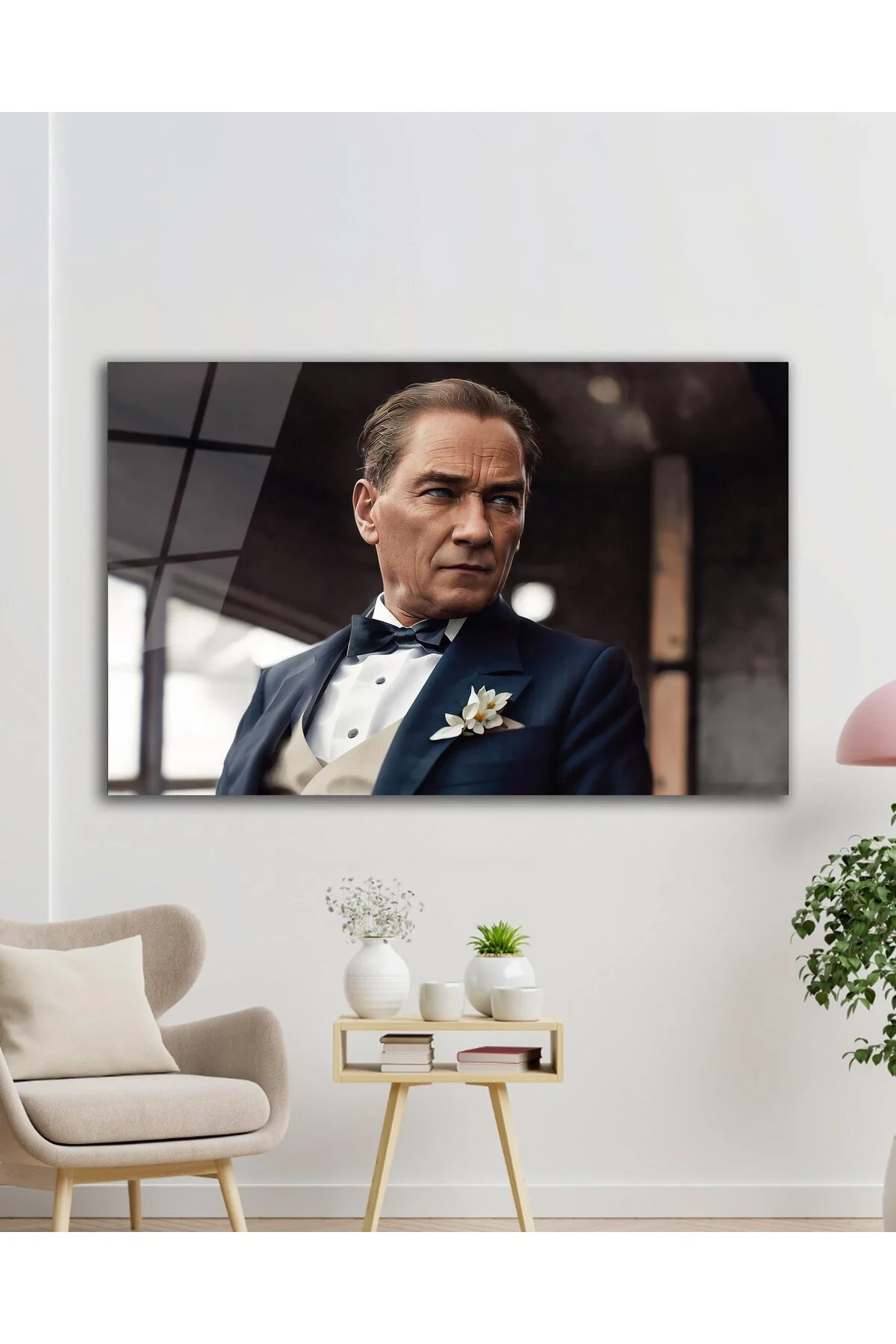 Atatürk Cam Tablo Yapay Zeka Modern Ev Ofis Salon Kurum Hediyelik Tablo - dekorcumshop Görsel 5