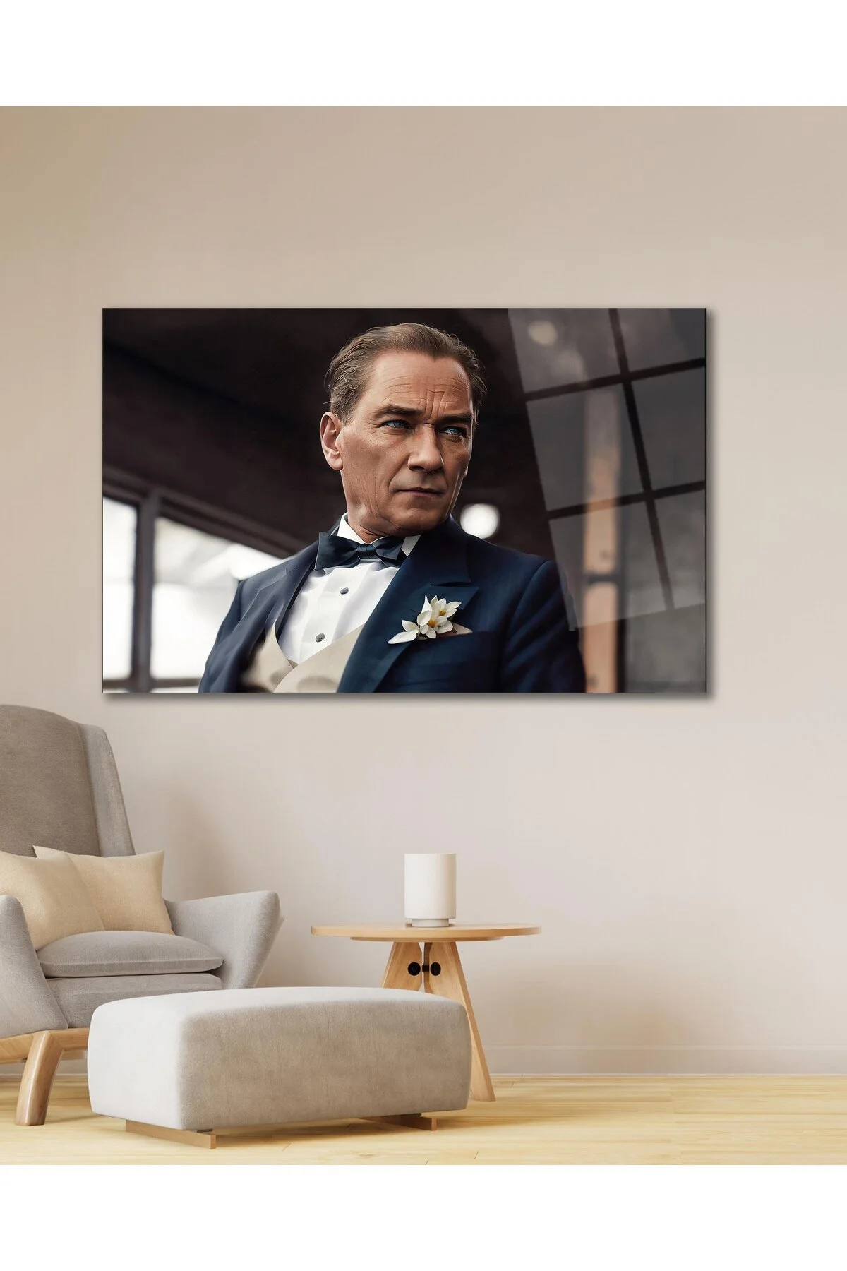 Atatürk Cam Tablo Yapay Zeka Modern Ev Ofis Salon Kurum Hediyelik Tablo - dekorcumshop Görsel 2