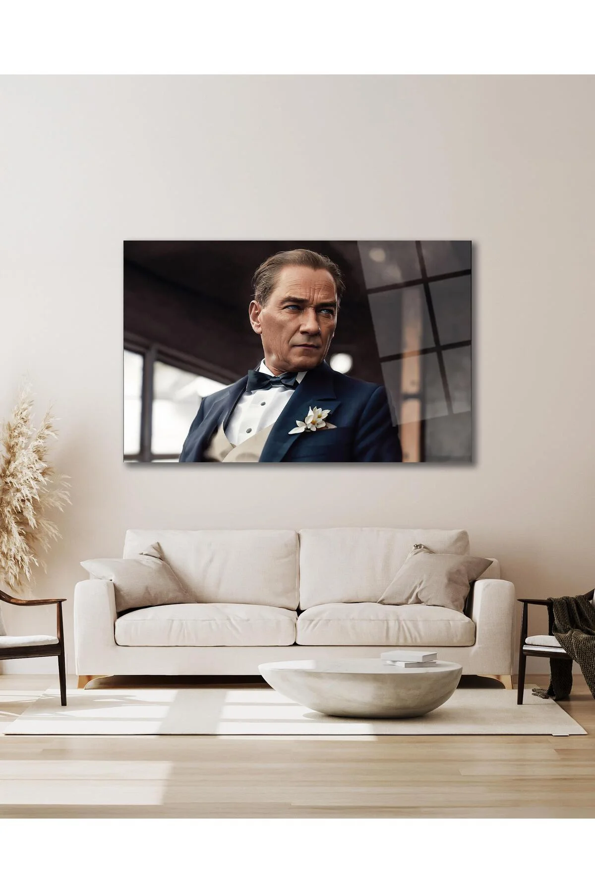 Atatürk Cam Tablo Yapay Zeka Modern Ev Ofis Salon Kurum Hediyelik Tablo - dekorcumshop Görsel 6
