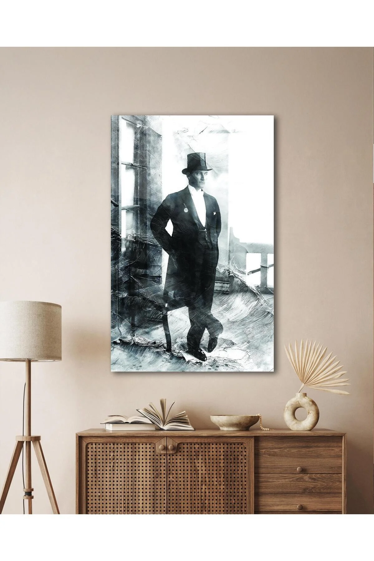 Atatürk Portre Cam Tablo Modern Ev Ofis Salon Hediyelik Büyük Tablo Duvar Dekoru - BYCAGRİ Görsel 5