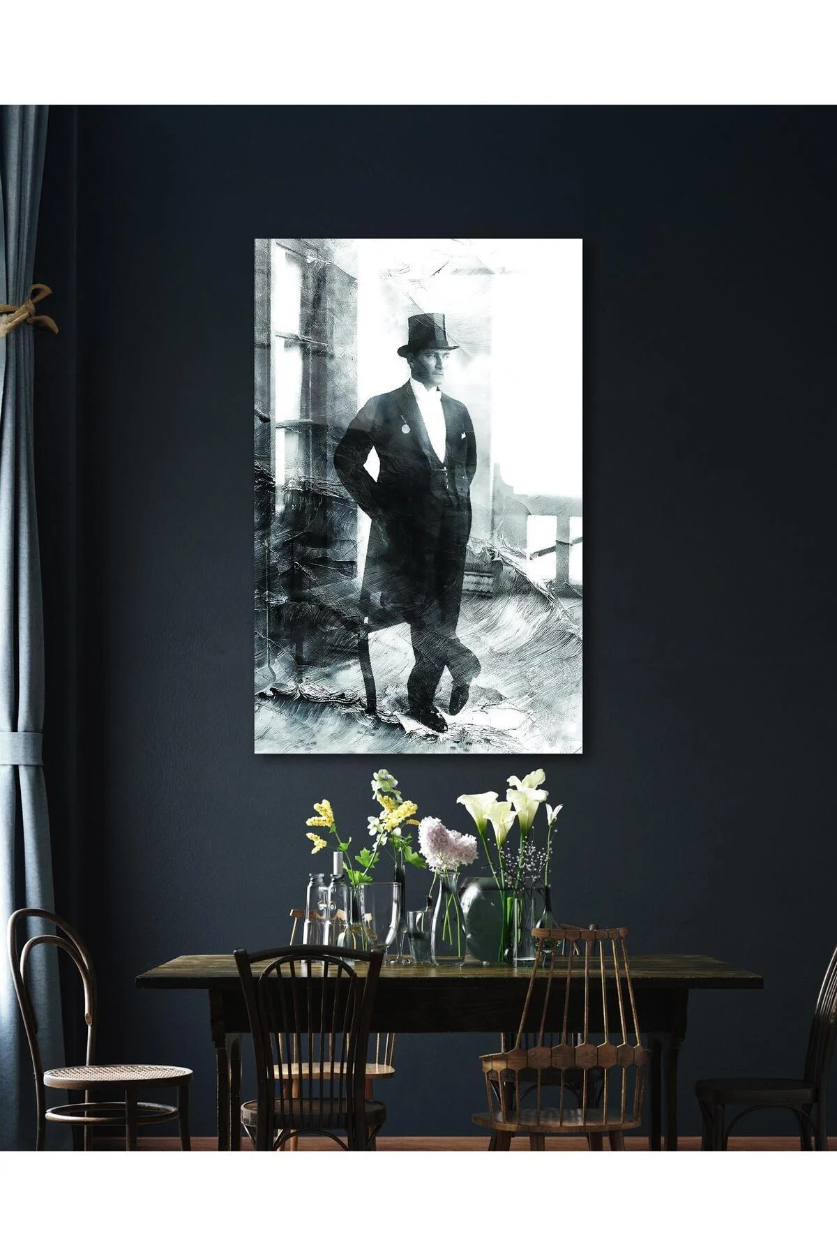 Atatürk Portre Cam Tablo Modern Ev Ofis Salon Hediyelik Büyük Tablo Duvar Dekoru - BYCAGRİ Görsel 3