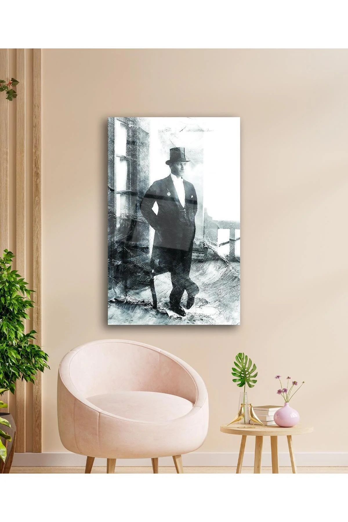 Atatürk Portre Cam Tablo Modern Ev Ofis Salon Hediyelik Büyük Tablo Duvar Dekoru - BYCAGRİ Görsel 2