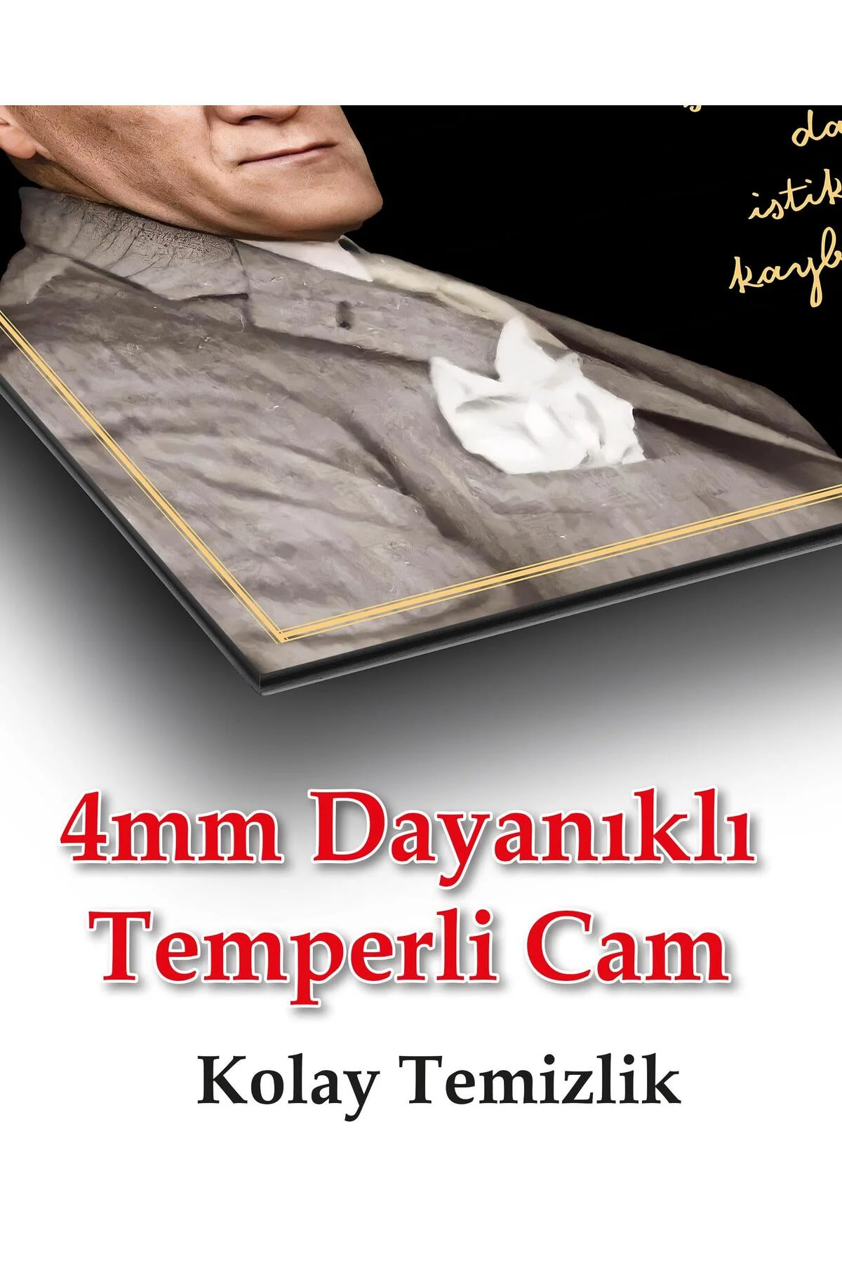 Atatürk Cam Tablo "Çalışmadan, yorulmadan ve üretmeden" Modern Ev Ofis Salon Kurum Hediyelik Tablo - dekorcumshop Görsel 5