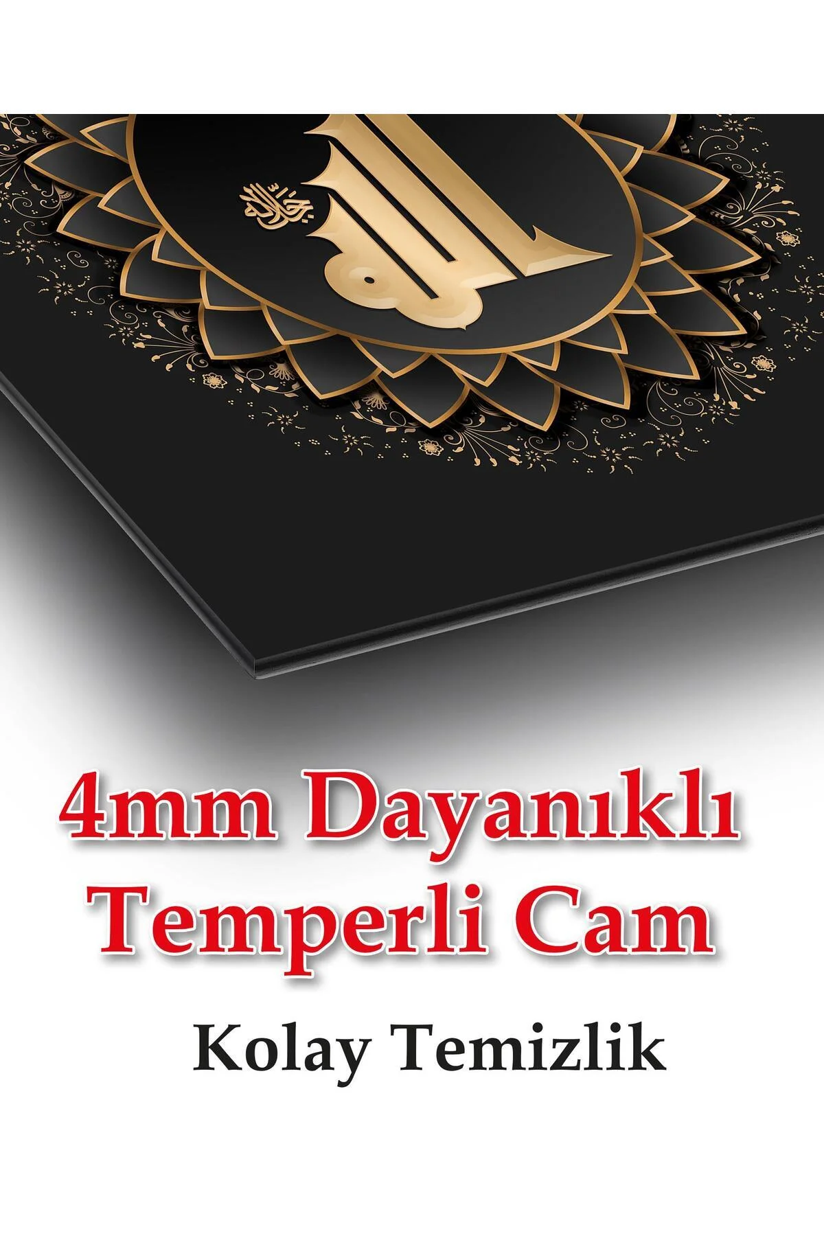 Hz. Allah Dini İslami Kare Cam Tablo Ofis Ev Salon Hediyelik Duvar Dekoru - BYCAGRİ Görsel 4
