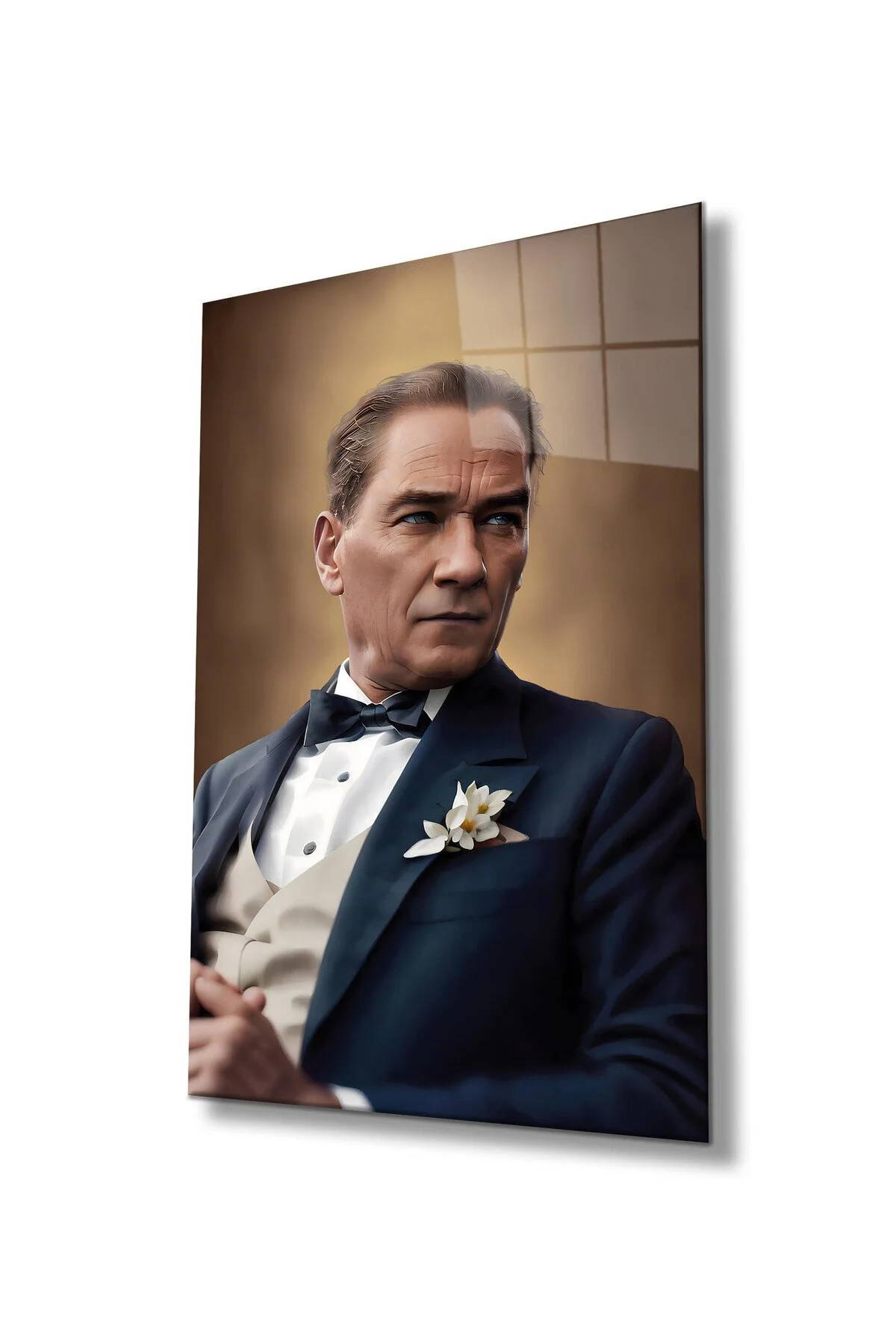 Atatürk Portre Cam Tablo Modern Ev Ofis Salon Hediyelik Büyük Tablo Duvar Dekoru