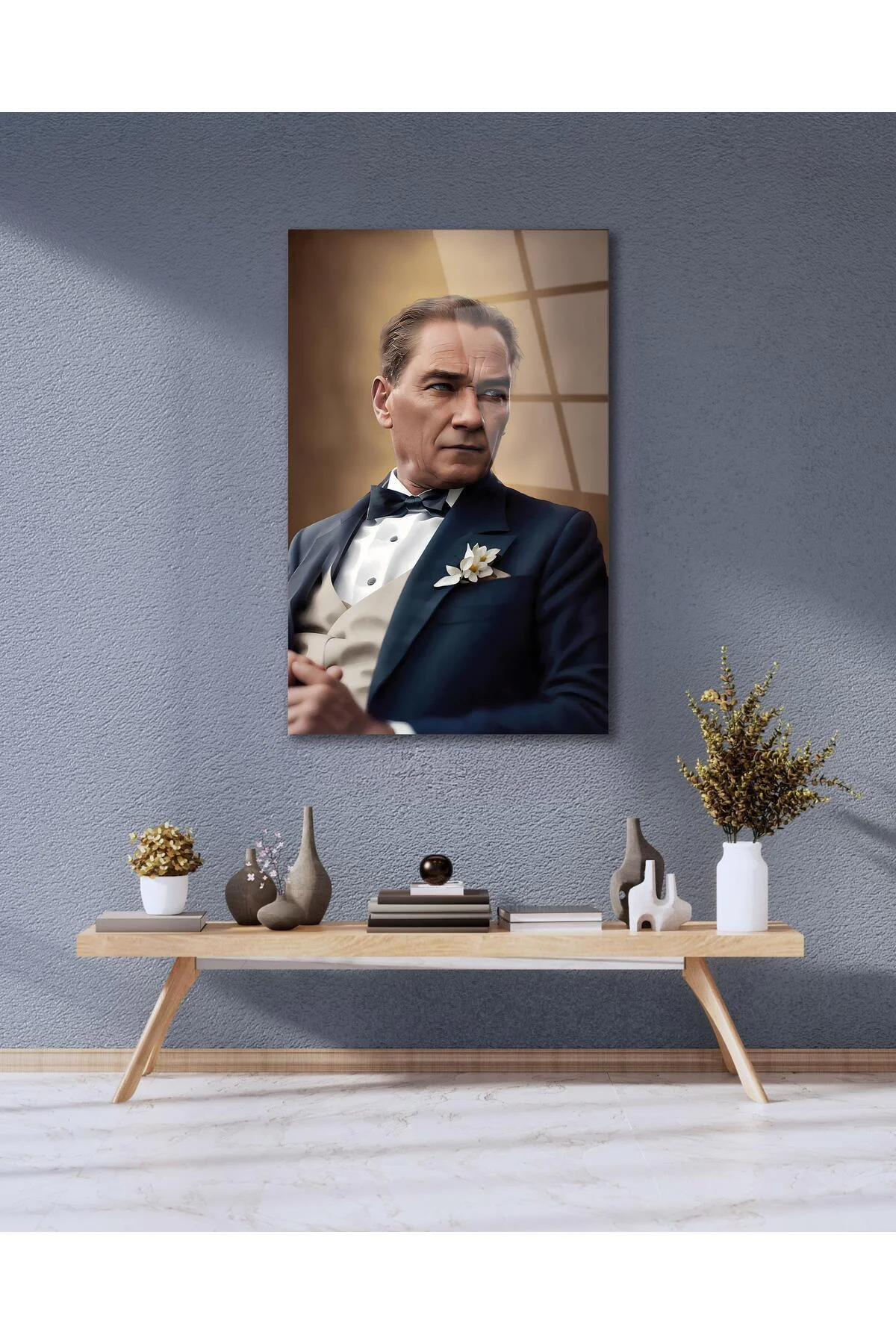 Atatürk Portre Cam Tablo Modern Ev Ofis Salon Hediyelik Büyük Tablo Duvar Dekoru - BYCAGRİ Görsel 6