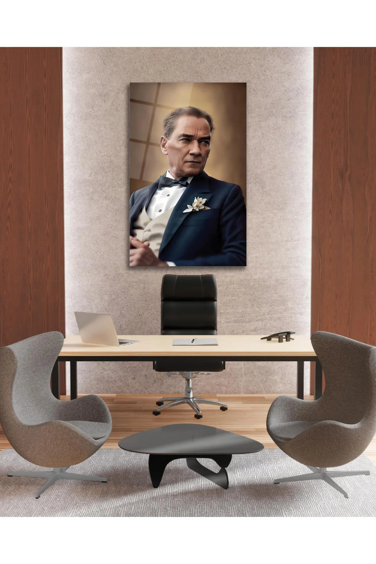 Atatürk Portre Cam Tablo Modern Ev Ofis Salon Hediyelik Büyük Tablo Duvar Dekoru - BYCAGRİ Görsel 4