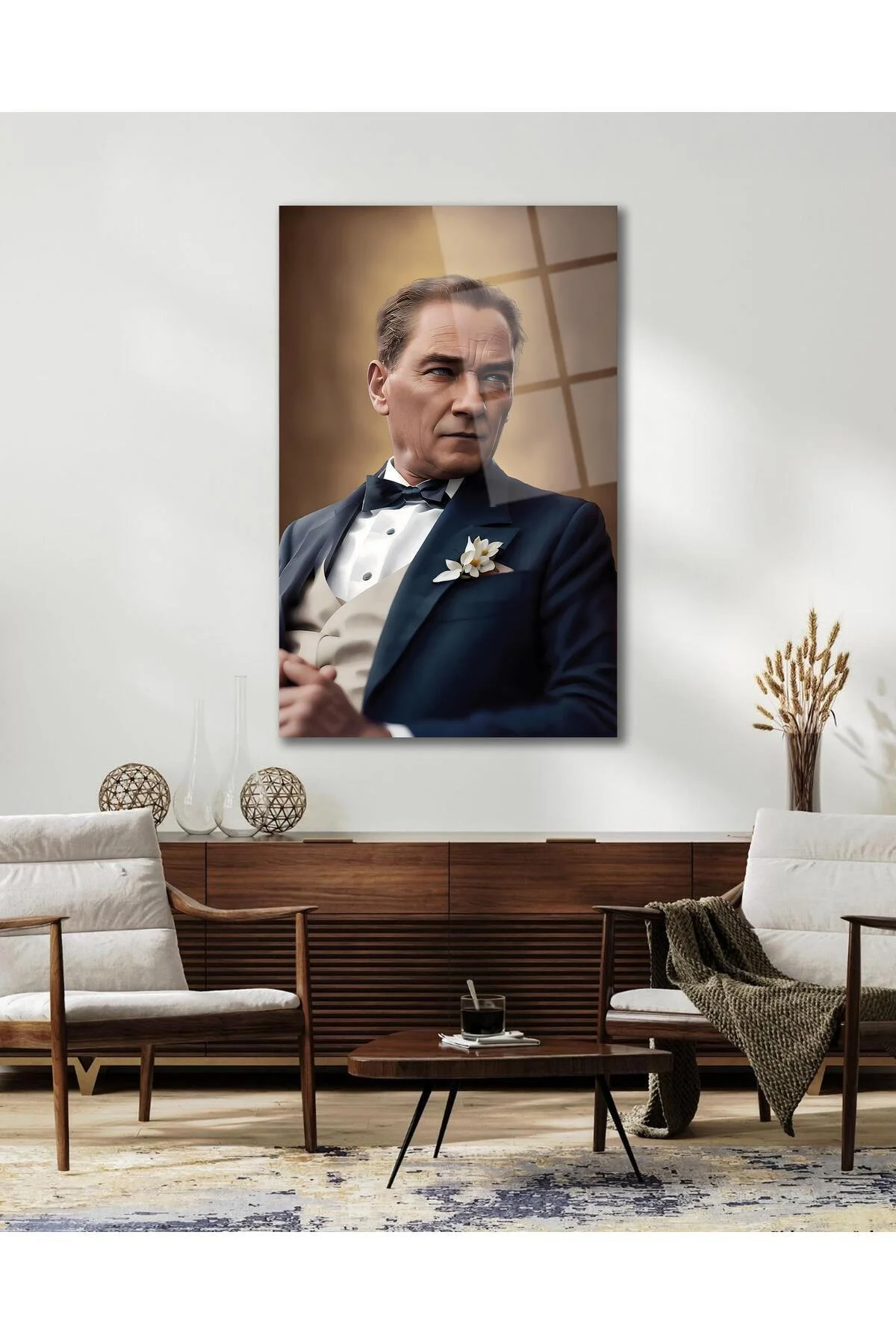 Atatürk Portre Cam Tablo Modern Ev Ofis Salon Hediyelik Büyük Tablo Duvar Dekoru - BYCAGRİ Görsel 3