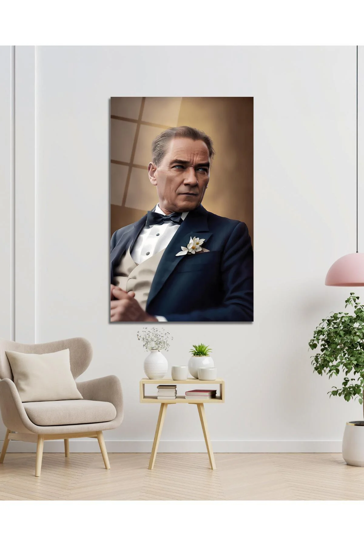 Atatürk Portre Cam Tablo Modern Ev Ofis Salon Hediyelik Büyük Tablo Duvar Dekoru - BYCAGRİ Görsel 2