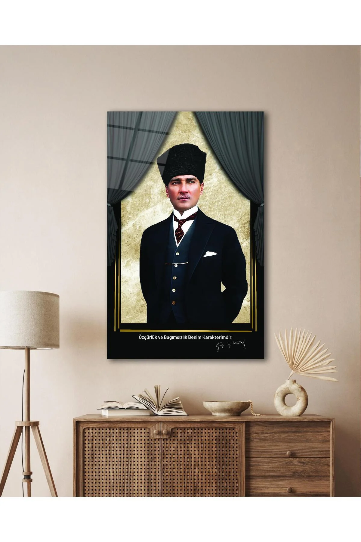 Atatürk Portre Cam Tablo Modern Ev Ofis Salon Hediyelik Büyük Tablo Duvar Dekoru - BYCAGRİ Görsel 5