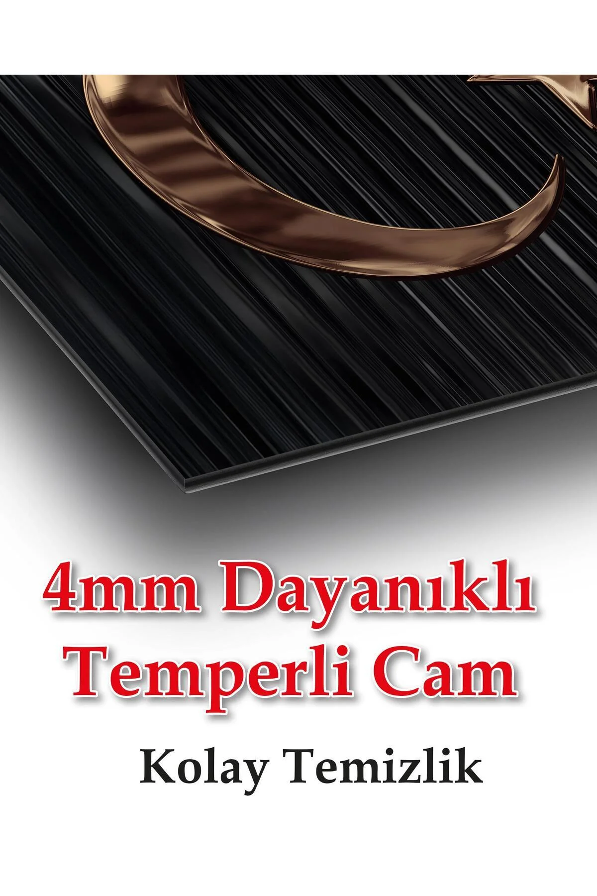 Türk Bayrağı Cam Tablo Bakır Renk Modern Ev Ofis Salon Kurum Hediyelik Tablo - BYCAGRİ Görsel 5